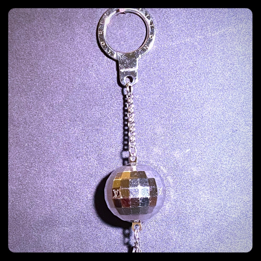 Auth Louis Vuitton Disco Ball Handbag Charm Silver